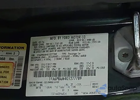 2016 Ford Mustang V6 z USA, uszkodzony, nr VIN 1FA6P8AM4G5277789